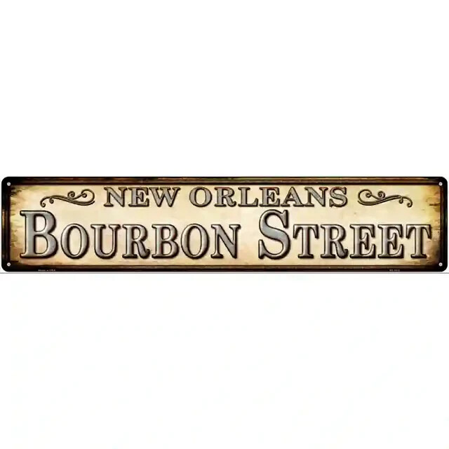 Bourbon Street New Orleans 3″x12″ metal street sign plaque Home Door Garage