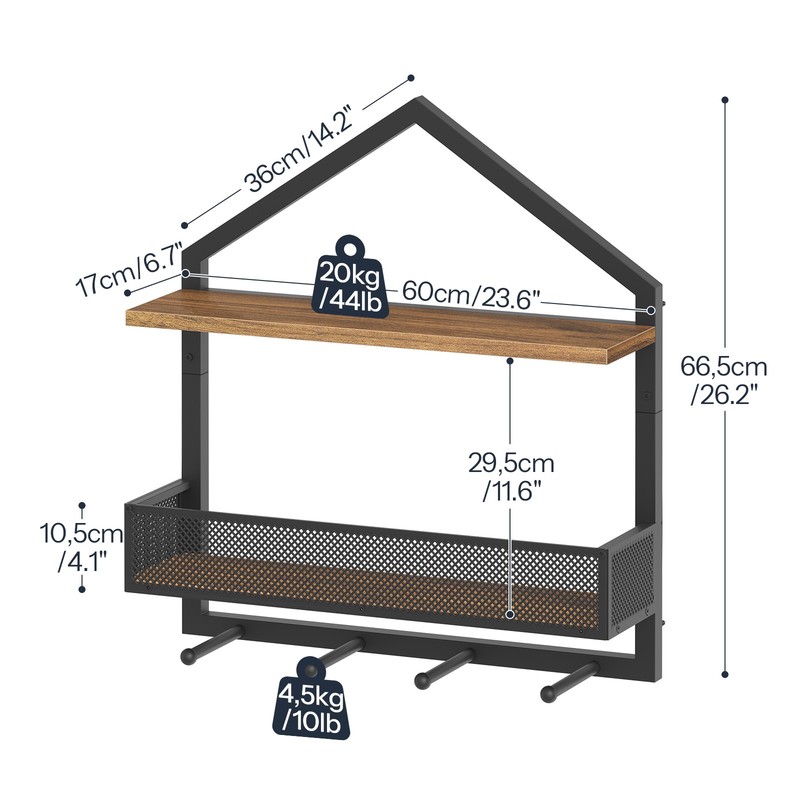 HOOBRO Wall Shelf with Hooks Industrial Floating Shelf for Wall Accent Shelf gallery