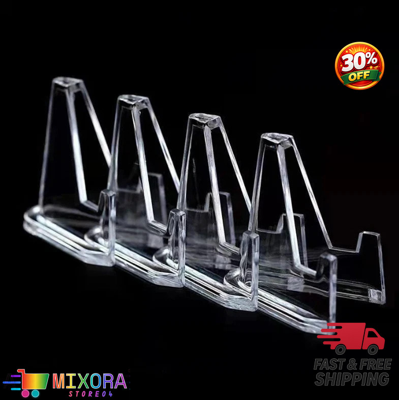 10pcs Transparent Acrylic Coin Display Stands Mini Easel Holders Collectibles gallery