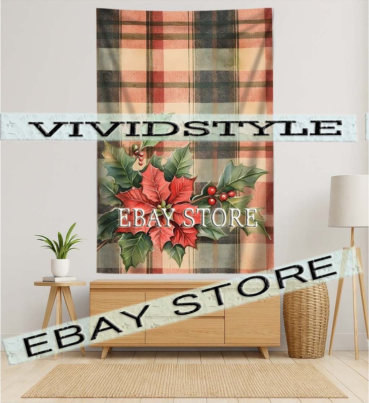 tapestry festive floral decor plaid christmas art 59X82 in
