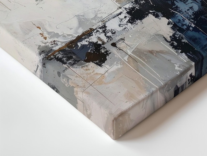 Raw Texture Abstract Canvasindustrial-Inspired Art In Navy, Ochre & Beige Wall gallery