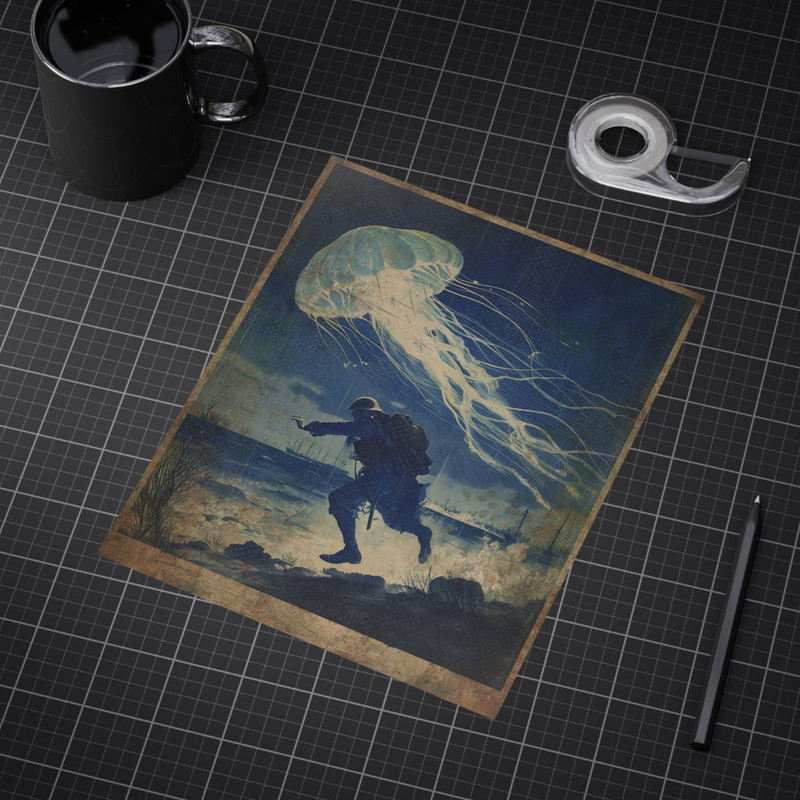 JELLYFISH UFO Military Wall Art, Retro Sci-fi Poster, Nautical USO Navy Decor gallery