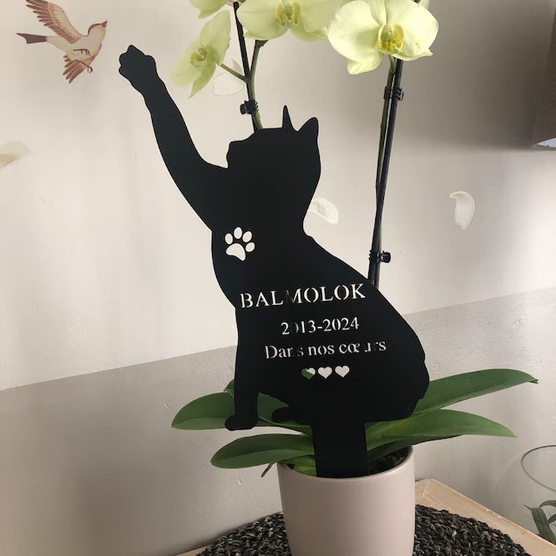 Custom Cat Memorial Metal Stake, Personalized Cat Grave Marker gallery