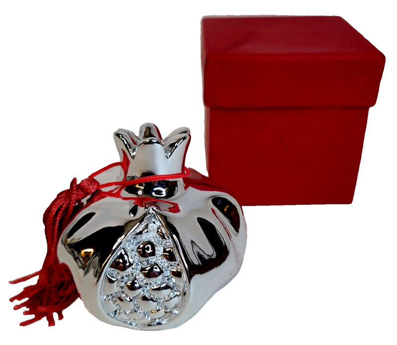 925 R Sterling Silver Coated Pomegranate Fruit Paperweight Figurine