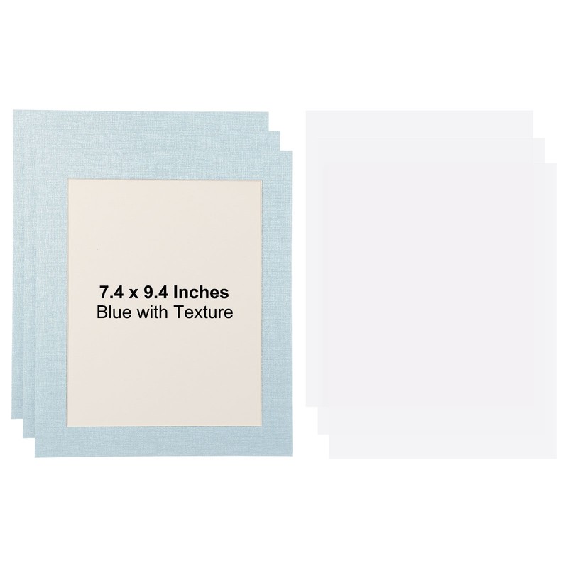3 Packs Photo Wall Display Paper Frame with Clear Film, Blue Linen