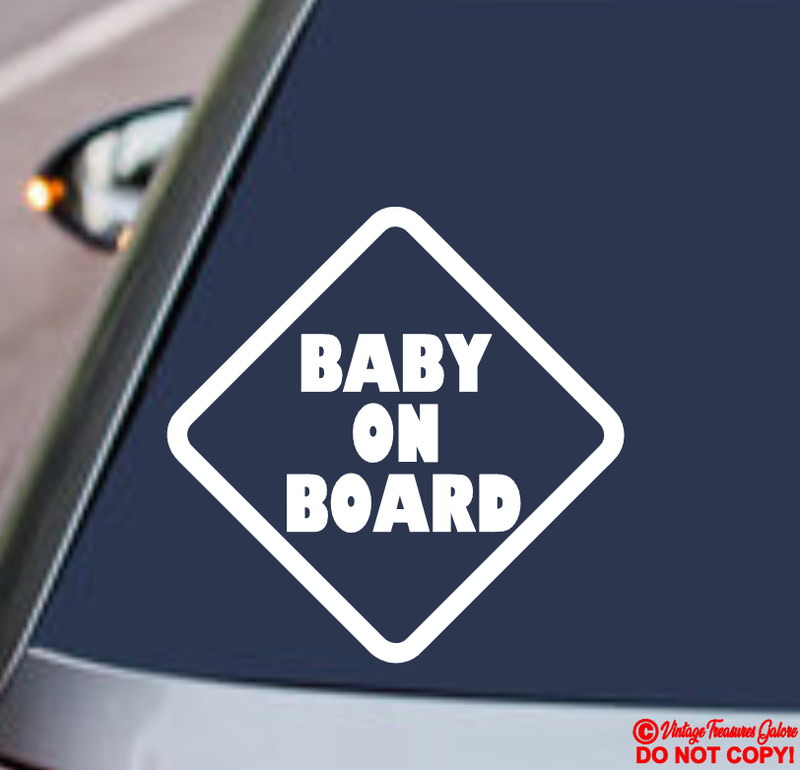 BABY ON BOARD Vinyl Decal Sticker Car Truck Minivan Rear Window Bumper CAUTION