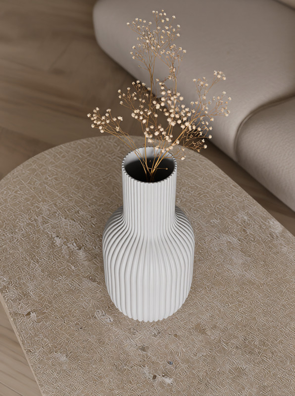 Minimalist Ribbed Vase 3D Printed From Recycled Materials | Scandinavian Home gallery