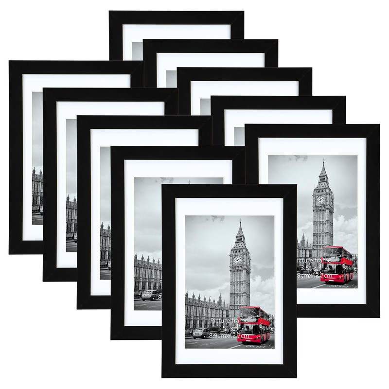 4×6 Picture Frame Set of 10, Matted to 3.5×5 Photos with Mat or 6×4 Pictures …