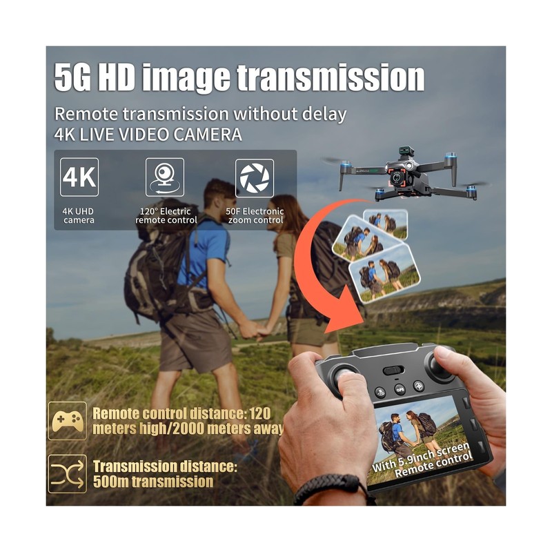 Drones With Camera for Adults 4K,Remote Contorl with Large Screen,FPV Drone w... gallery