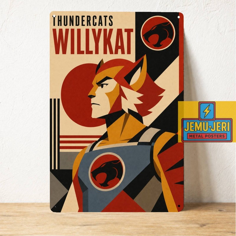 ThunderCats Willykat Bauhaus Art Metal Poster Tin Sign Retro 80s Cartoon Decor