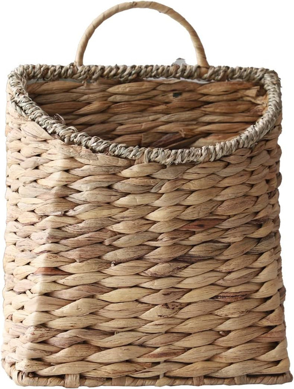 Water Hyacinth Wall Hanging Basket Woven Planter Storage Organizer with Handle