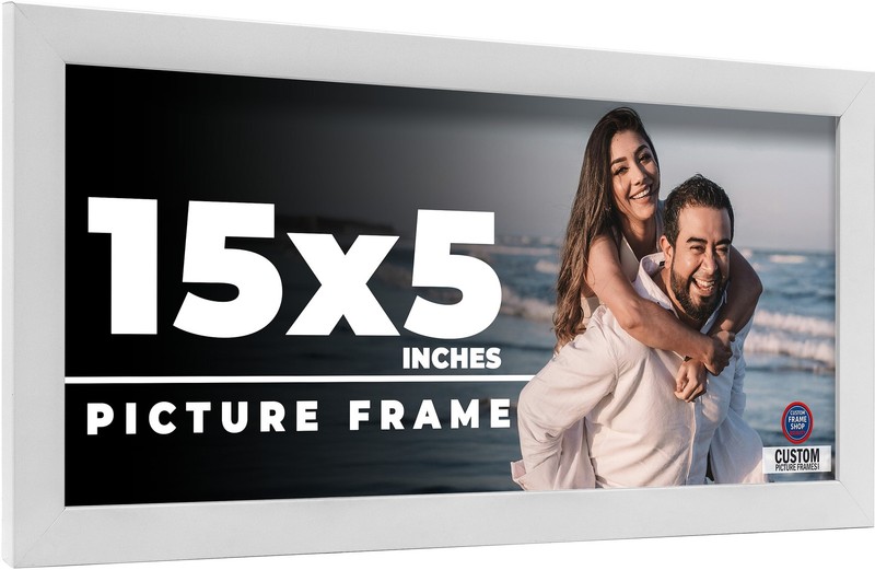 15×5 Frame White Real Wood Picture Frame Width 0.75 inches | Interior Frame Dept