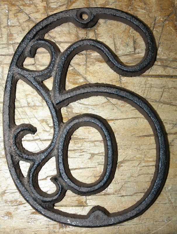 Rustic BROWN Cast Iron Metal House Number Street Address 4 1/2 INCH Phone # 6