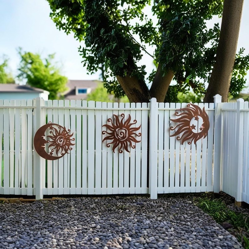 Metal Sun Moon Wall Art Decor Rustproof Hanging Sculpture for Garden Patio Home gallery