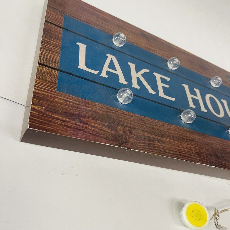 18x9 in Lake House Reactangle SIGN ARROW Light Up Marquee Wooden Yellow Light gallery