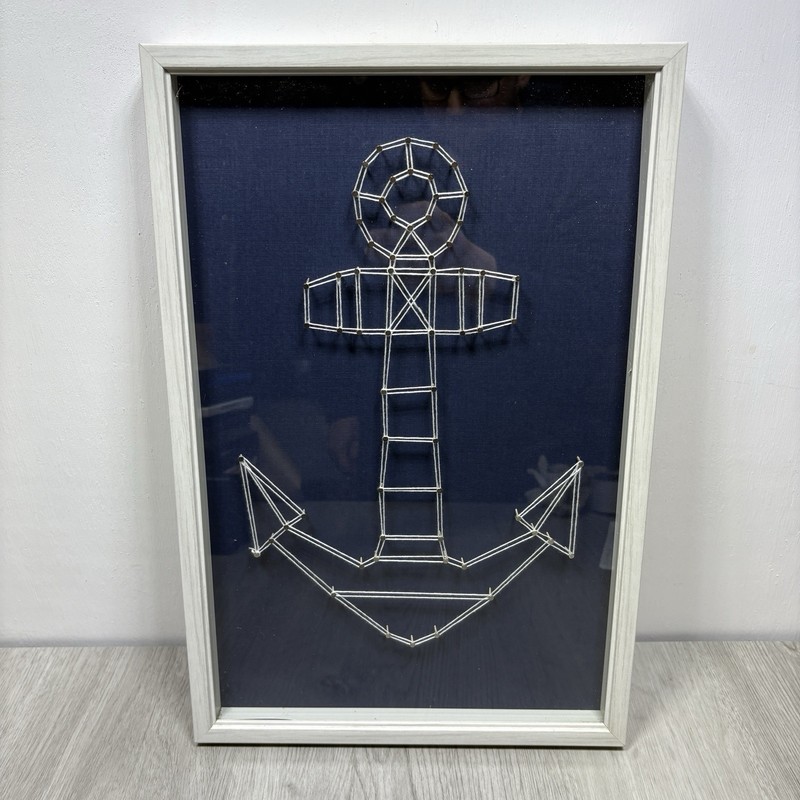 Anchor Nail Art Picture 18×12 Target 3D String Art Frame W/ Glass Navy Blue