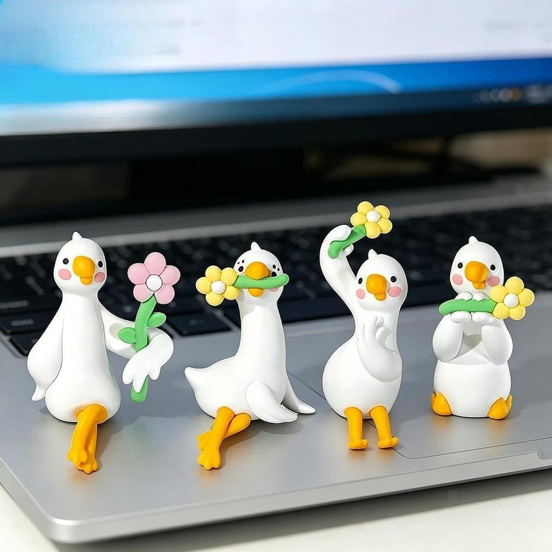 4Pcs Mini Duck Figurines Cartoon Cute Figures for Office Home Bookshelf gallery