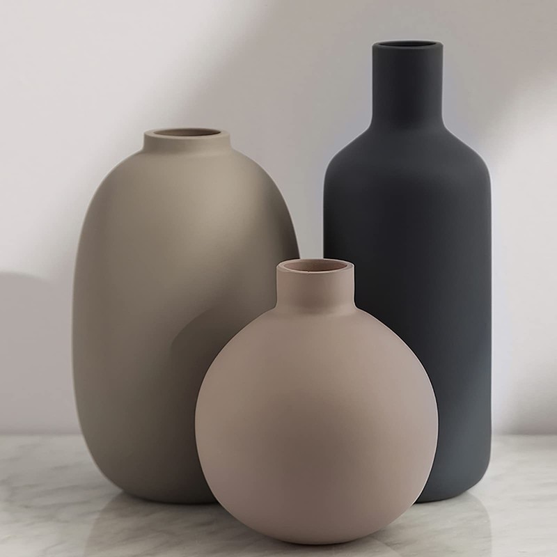 Smiletag Ceramic Modern Farmhouse Vase, Neutral Small for Table, Living Room,