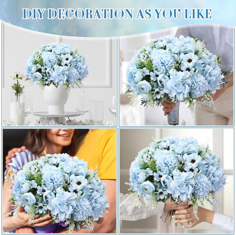24 Bundles Blue Peonies & Roses Faux Flowers for Wedding & Home Decor gallery