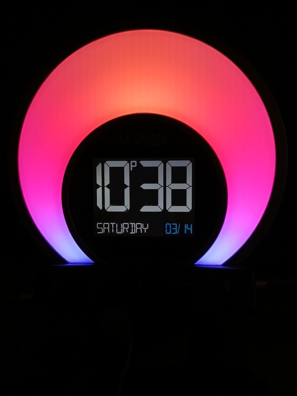 La Crosse Technology, Ltd. W74146 Soluna Mood Light Alarm Clock, Black. Works!