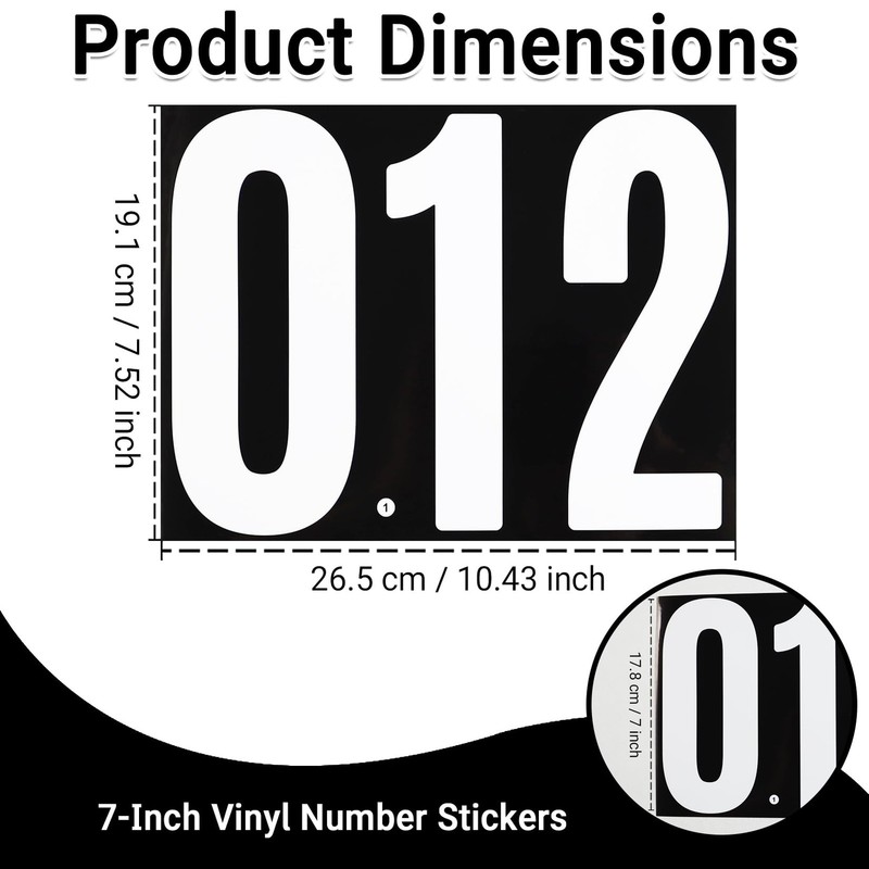 7 Inch Large Number Sticker Decals, 16 Sheets Self-Adhesive Vinyl 0-9 Stickers gallery