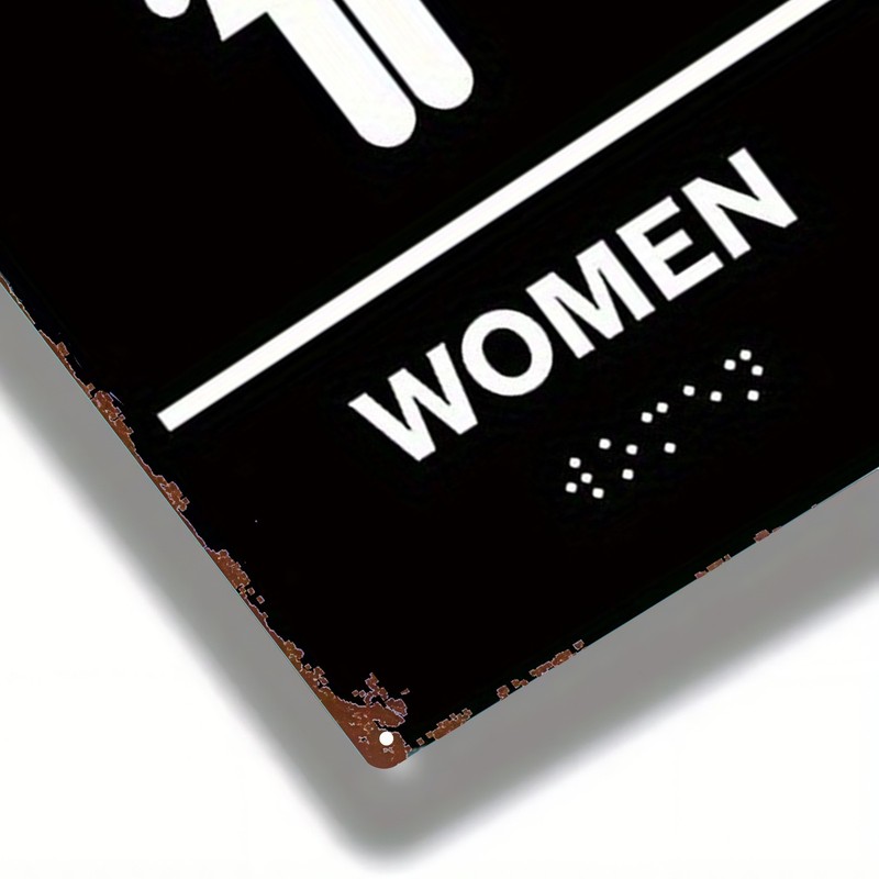 Women's Restroom Sign 8x12 Inch Black & White Iron gallery