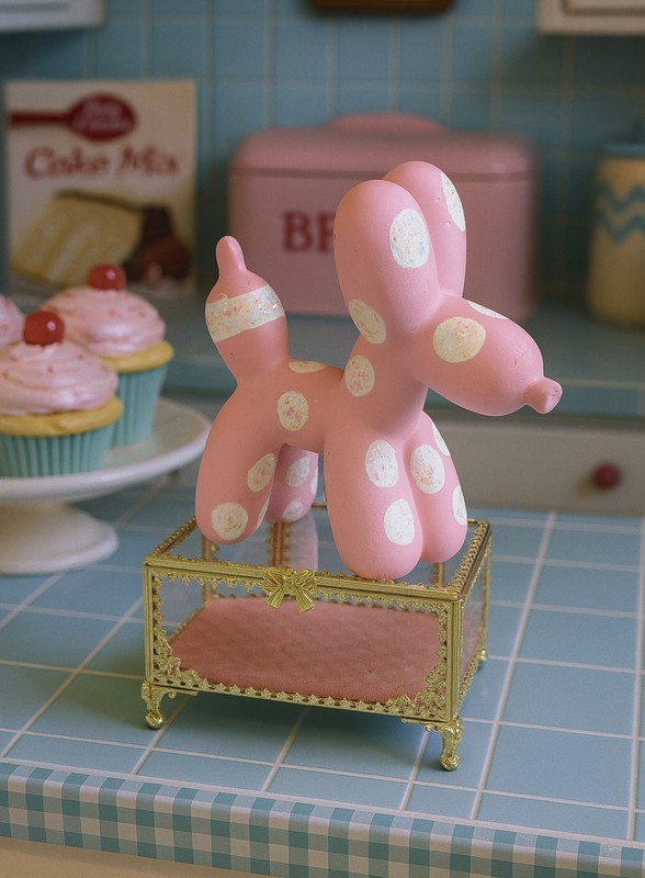 Polka Dot Cupcake Balloon Dog Shabby Chic Statue Pop Art Barbie Vintage Style