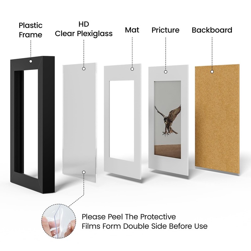 4x6 Picture Frame Set of 5,Display 3.5x5 Pictures with Mat or 4x6 without Mat .. gallery