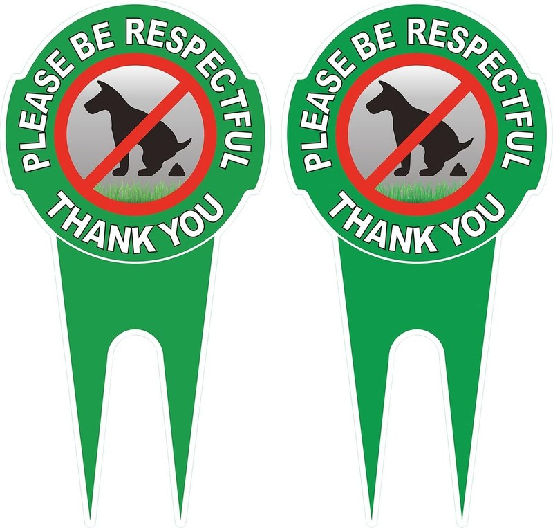 2 Pack No Poop Dog Sign 12x6 - Double Sided Yard Stake gallery