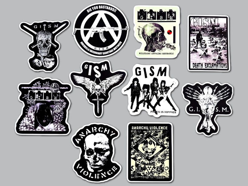 GISM Vinyl Sticker Lot (10 Stickers) crust punk doom crow his hero is gone crass