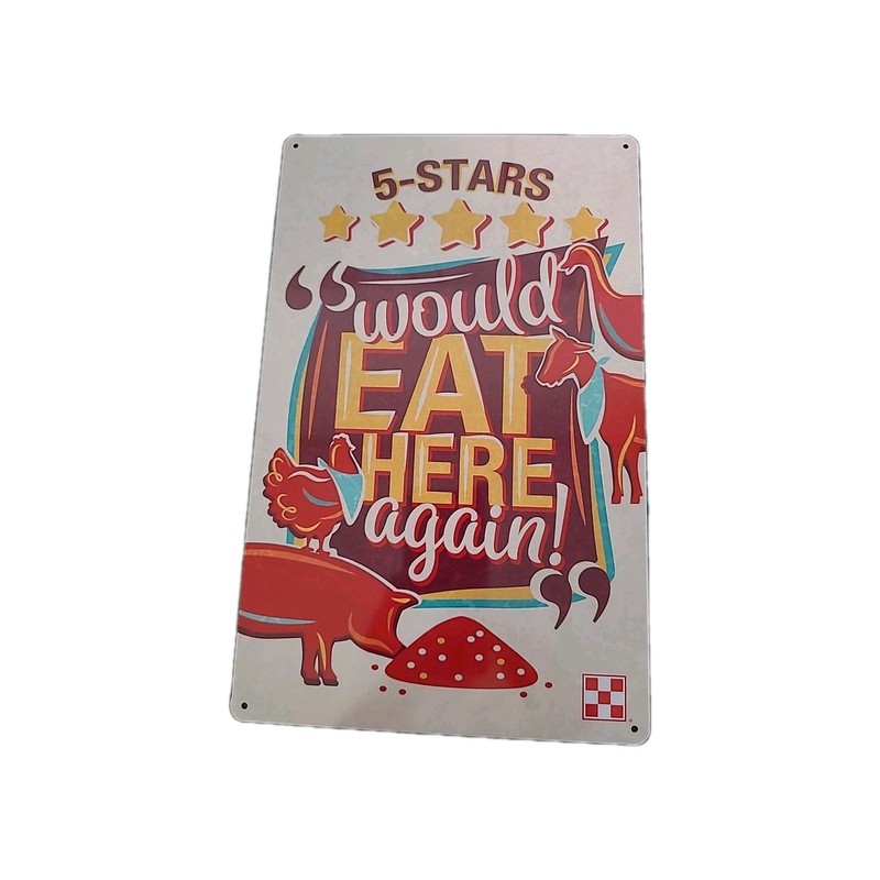 Purina 5 Stars Would Eat Here Again Pig Goat Metal Sign Wall Decor Farm 11″x7″