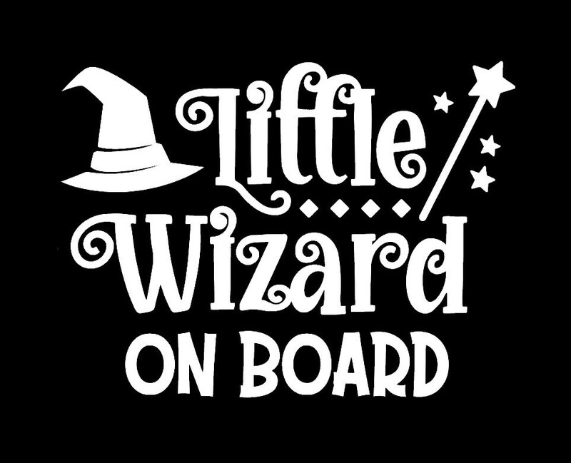 Little Wizard on Board White Vinyl Decal Car Truck SUV Van RV Windows