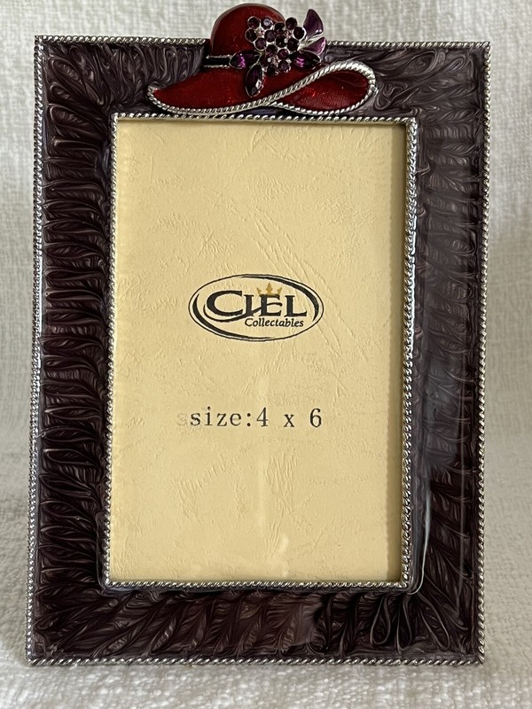Jeweled Red Hat Picture Frame. Hand Painted Enamel & Swarovski Crystal gallery