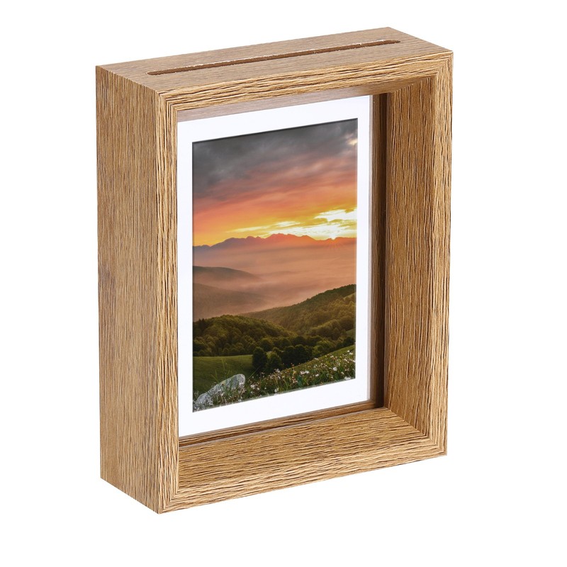 Floating Frame, 5 x 4 Inch Wood Picture Frame, Wood Tone