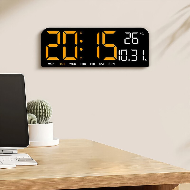 10″ Digital LED Desk Alarm Clock Large Display Wall Clock Temperature Date Timer