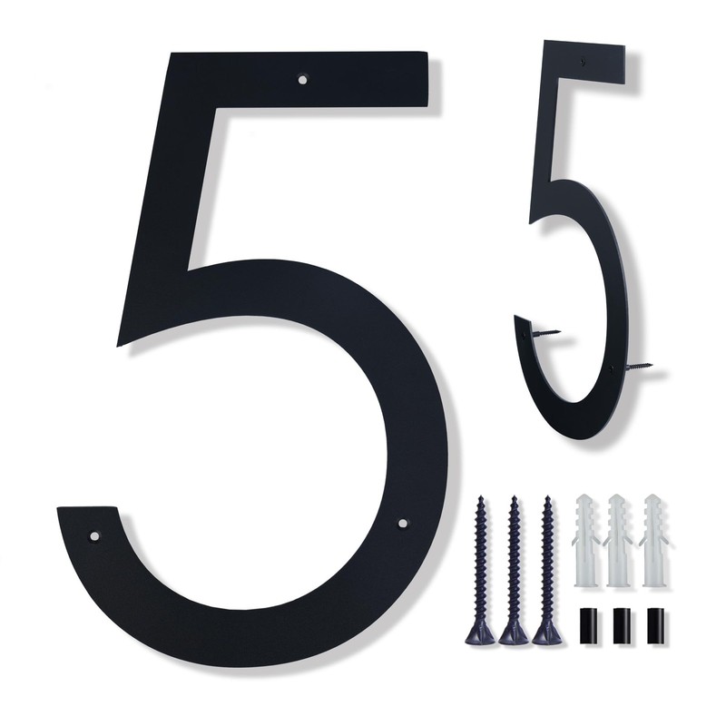 15 Inch Black House Numbers Floating Metal Alloy Steel - Weather Resistant