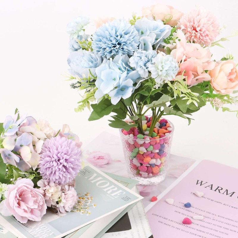 1/2pc 7 Heads Artificial Hydrangea Flowers Silk Bouquet Wedding Party Home Decor gallery