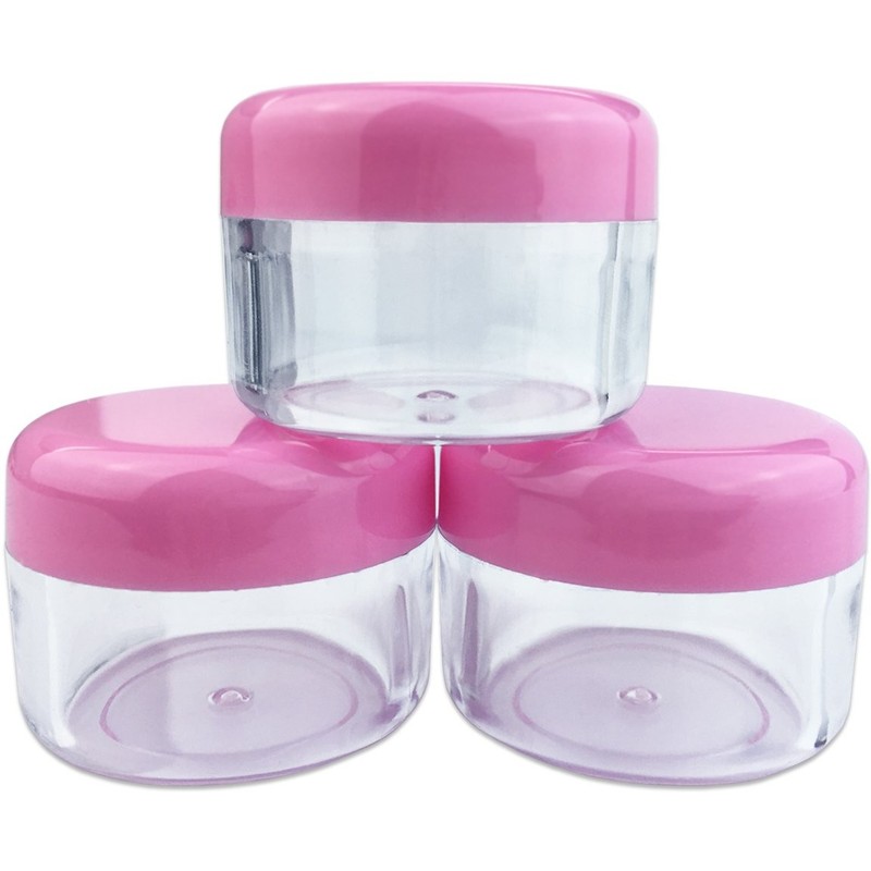 Beauticom 12x 30g/30ml Clear Jars w/ Pink Screw Cap for Powder, Makeup, Samples gallery