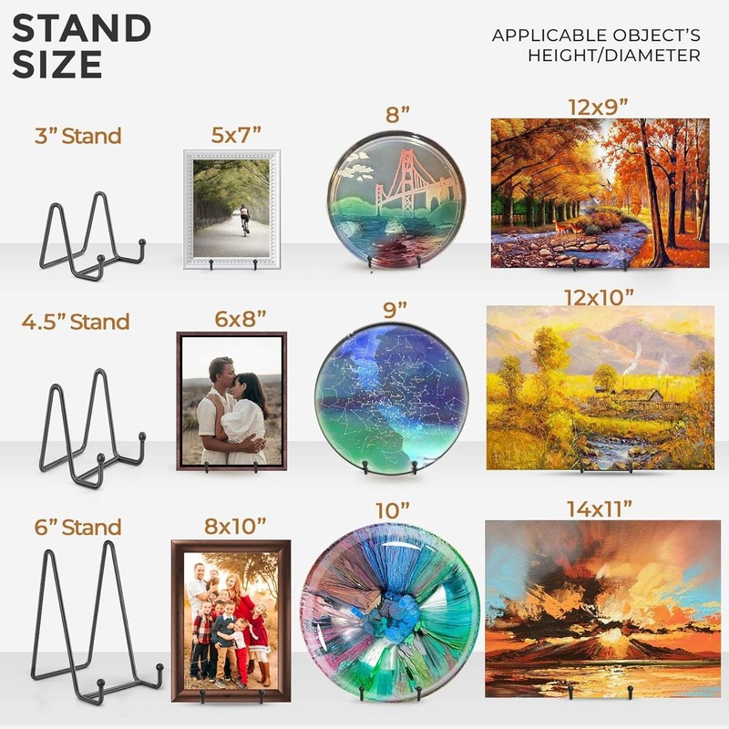 Versatile 6-Inch Decorative Plate Stand - Black Metal Display Easels 2 Pack gallery