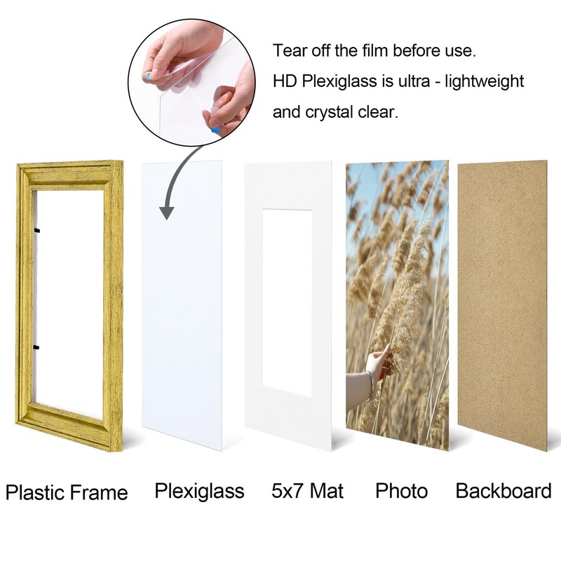 8x10 Picture Frames 2 Rustic Gold Polystyrene Ornate Display 5x7 with Mat for Wa gallery
