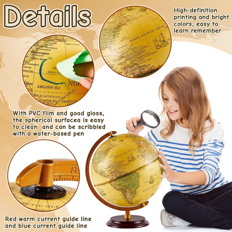 13'' Illuminated World Globe for Adults 720°/360° Rotation Rewritable gallery