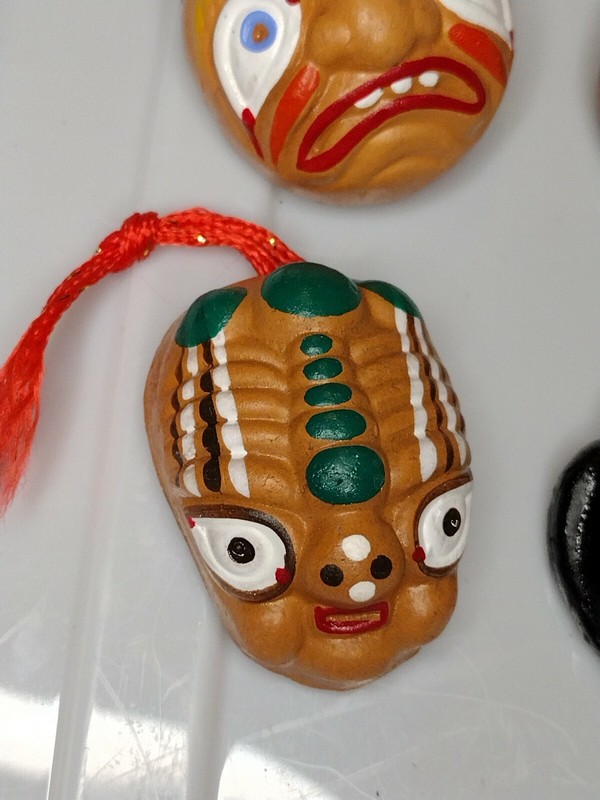 Korean Folk Art Clay Mask Ornament Wall Hanging Set Of 4 Vintage gallery