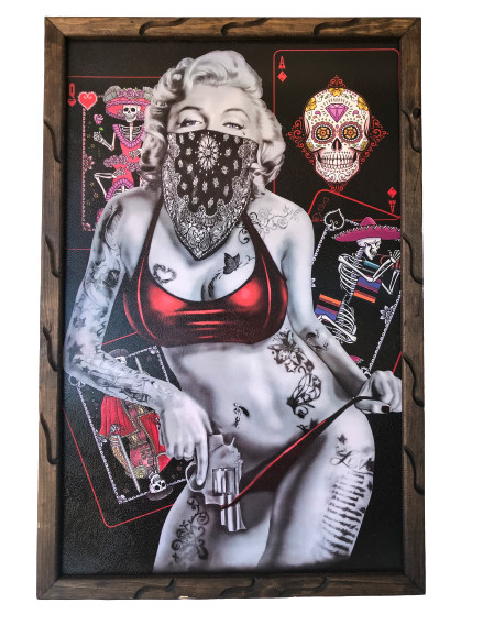 Marilyn Monroe Crook 36 x 24 Inches Rustic Wooden Frame Painting