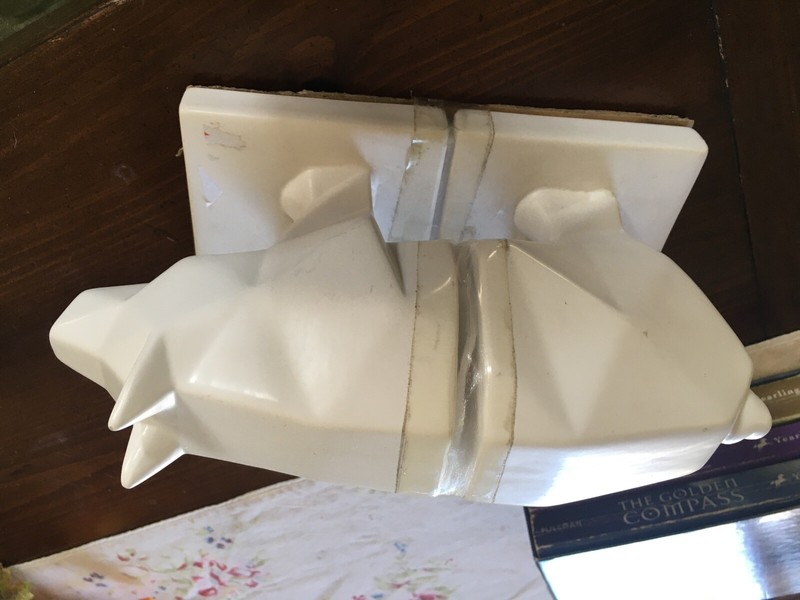 NICE Modern Pig Hog bookends ceramic porcelain white 11 X 7 X 5 INCHES gallery