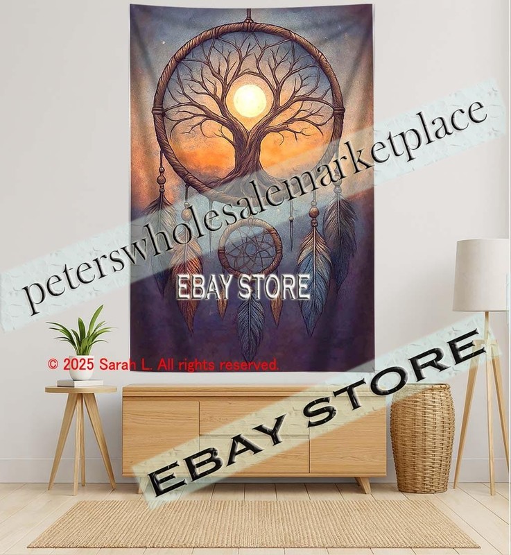 Tree Dreamcatcher tapestry 3D relief look nature spirit artwork 59X82 in gallery
