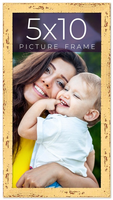 5×10 In Frame Yellow Real Wood Picture Frame Width 1.25 inches | Interior Frame