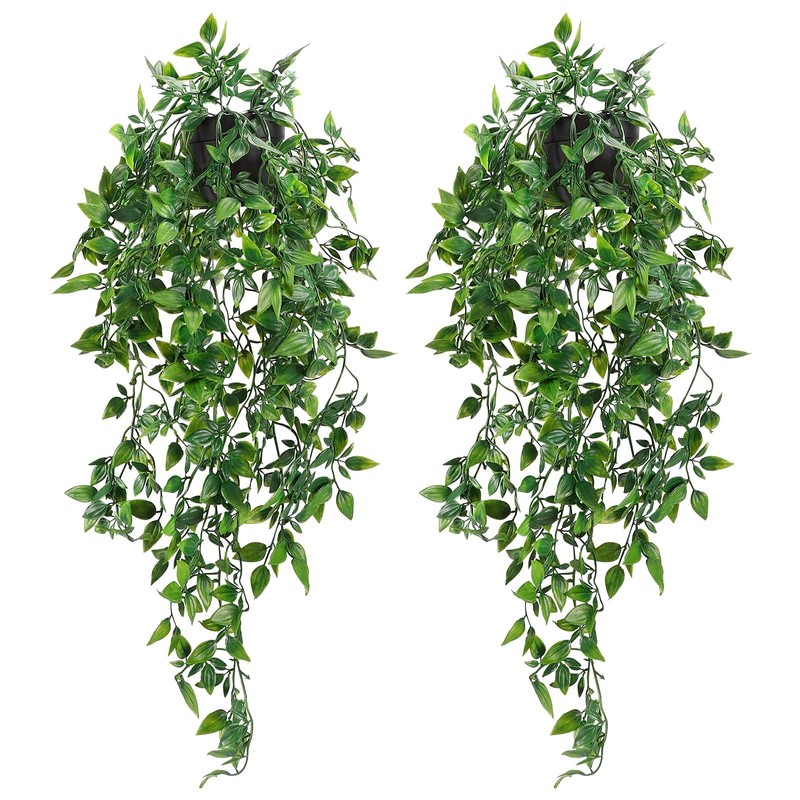 2pcs Fake Hanging Plants, Artificial Potted Plants for Indoor Outdoor Aesthet…