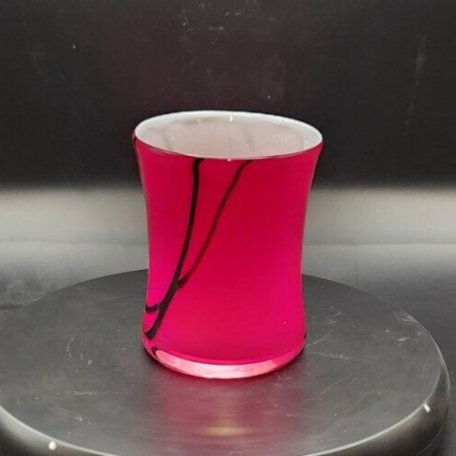 Hand-Blown Red and Black Glass Vase: Perfect for Flowers gallery