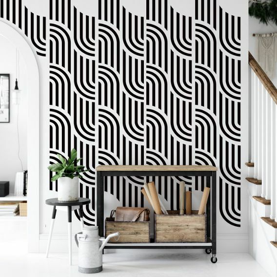 Mid Century Decals, Geometric Shapes Wall Art, Stripe Wall Decal, Modern Decor