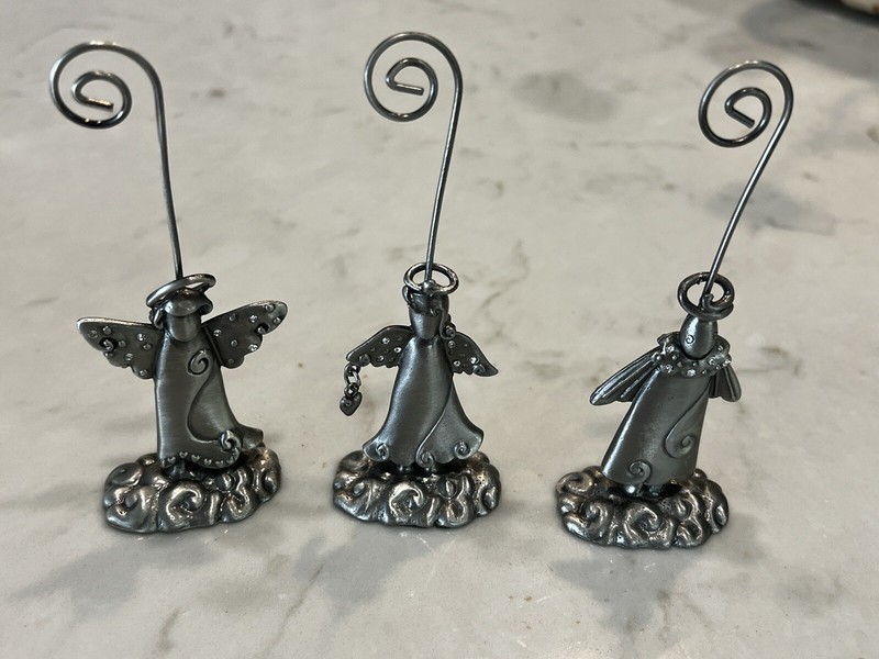 Pewter Angel Card Photo Place card Holders Felt Bottom NWOT gallery